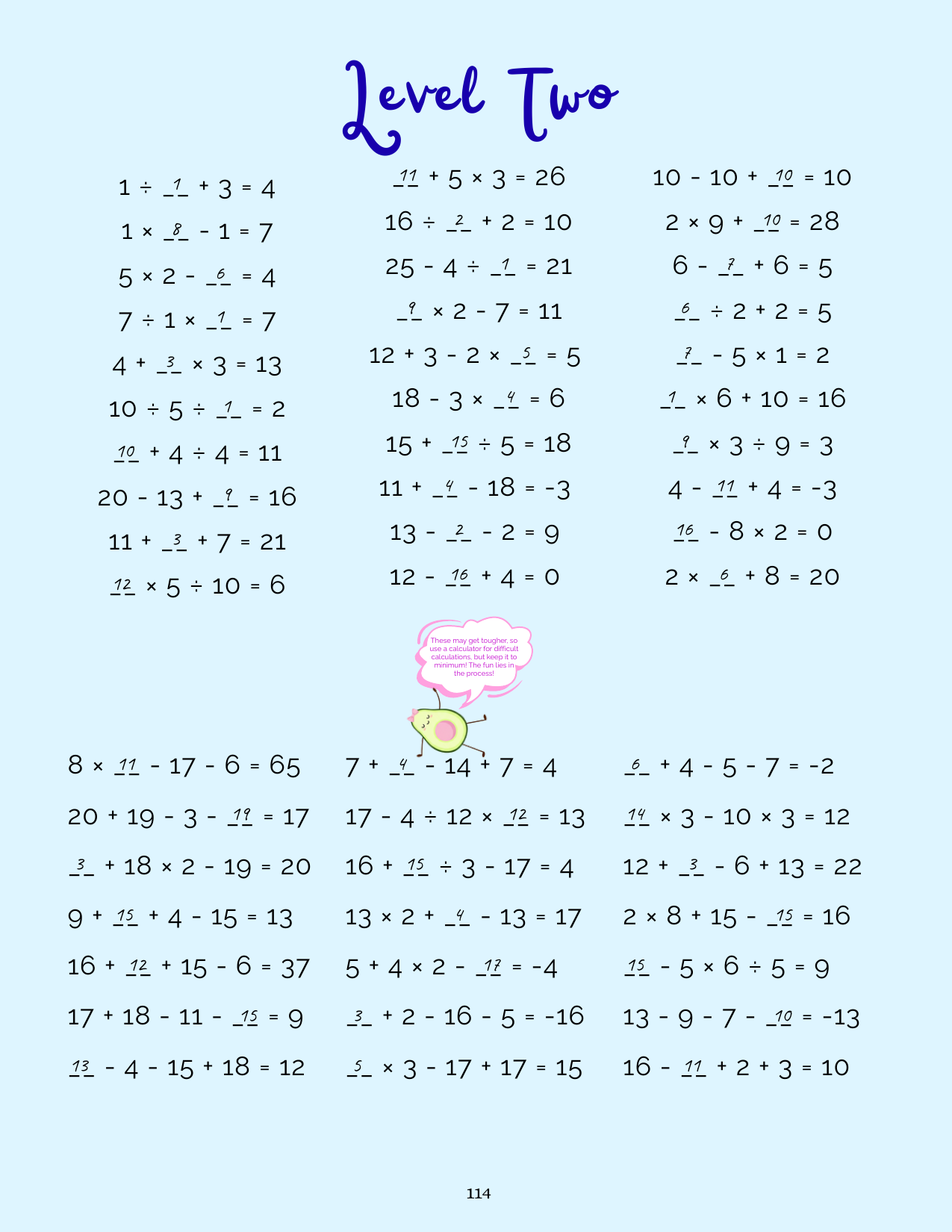 Fill in the blanks math answers, page 10