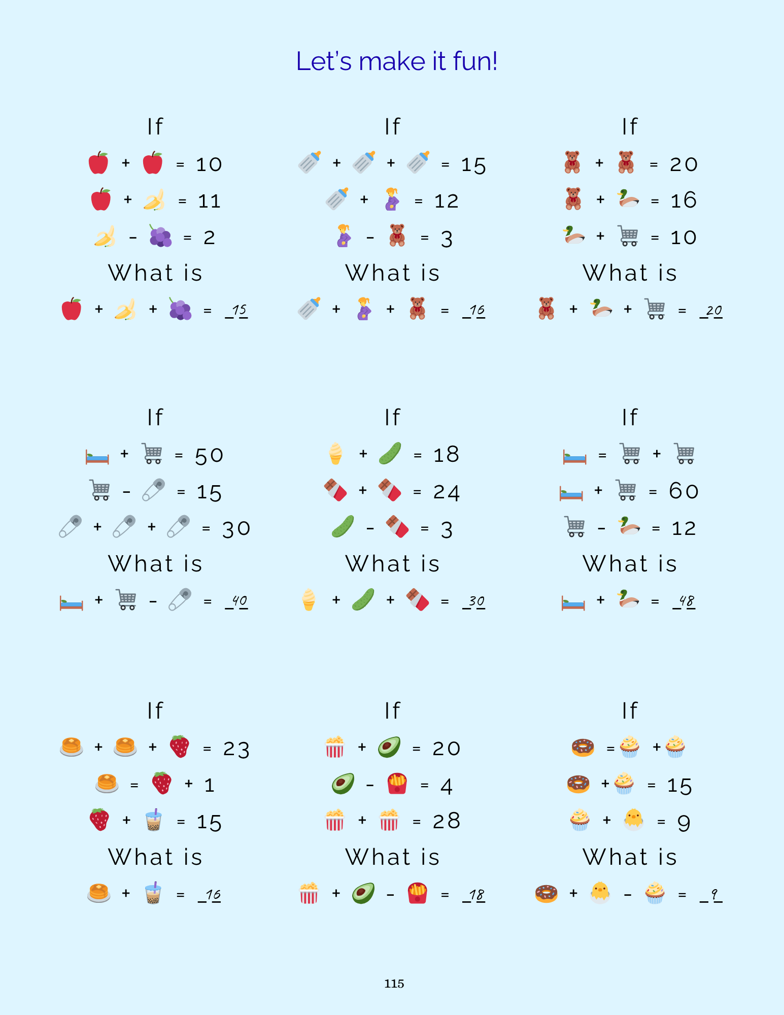 Fill in the blanks math answers, page 11